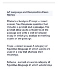 AP Language and Composition Exam Review wit complete solutions