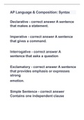 AP Language & Composition&colon; Syntax with 100&percnt; correct answers