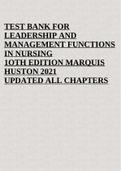 TEST BANK FOR LEADERSHIP AND MANAGEMENT FUNCTIONS IN NURSING 1OTH EDITION MARQUIS HUSTON 2023  UPDATED ALL CHAPTERS