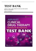 Test Bank For Abrams’ Clinical Drug Therapy Rationales for Nursing Practice 12th Edition  Pre-Lecture Quiz And Answers Geralyn Frandsen