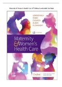 TEST BANK FOR MATERNITY AND WOMEN’S HEALTH CARE 12TH EDITION BY LOWDERMILK