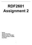 RDF2601 - Resource Development in the Foundation Phase Assignment 2