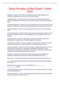 Texas Principles of Real Estate 1 Latest 2023