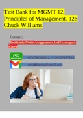 Test Bank for MGMT 12, Principles of Management, 12e Chuck Williams