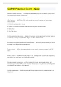CAPM Practice Exam - Quiz with COMPLETE SOLUTION &vert; 150 Questions with 100&percnt; Correct Answers