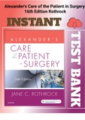 Test Bank For Alexander's Care of the Patient in Surgery 16th Edition Rothrock