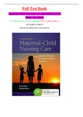 Maternal Child Nursing Care 2nd Edition Ward  Hisley Test Bank (Full Test Bank, Answers verified 100%)