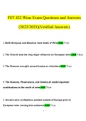 FST 422 Wine Exam Questions and Answers &lpar;2022&sol;2023&rpar;&lpar;Verified Answers&rpar;