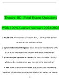 Theatre 100- Final Exam 2022 with 100% complete solution