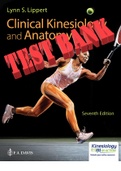 TEST BANK for Clinical Kinesiology and Anatomy 7th Edition by Lippert Lynn. ISBN-. (All Chapters 1-20. Q&A + Answer Key) 