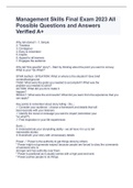Management Skills Final Exam 2023 All Possible Questions and Answers Verified A&plus;