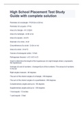 High School Placement Test Study Guide with complete solution