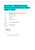 Nurs 6501 – Pathophysiology Review Test Submission: Exam - Week 11 Final Exam (Walden University)