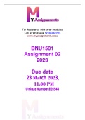 BNU1501 Assignment 2 2023 Unique Number:820544