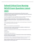 Solved Critical Care Nursing NCLEX Exam Questions Latest 2023