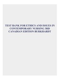 TEST BANK FOR ETHICS AND ISSUES IN CONTEMPORARY NURSING 3RD CANADIAN EDITION BURKHARDT