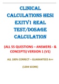 CLINICAL  CALCULATIONS HESI  EXIT V1 Real  Test&sol;dosage  calculation