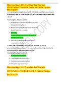 Pharmacology 125 Question And Answer 100%Correct/Verified Rated A+ Latest Update 2022/2023