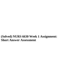 (Solved) NURS 6630 Week 1 Assignment: Short Answer Assessment.