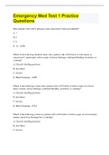 Emergency Med Test 1 Practice Questions &lpar;102 Questions with 100&percnt; Correct Answers&rpar;