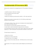 Fundamentals Of Insurance (BC) (117 Questions wit 100% Correct Answers)
