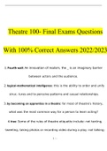 Theatre 100- Final Exam 2022 with complete solution
