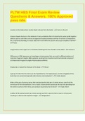 PLTW HBS Final Exam Review Questions & Answers&period; 100&percnt; Approved pass rate&period;
