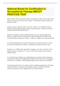 National Board for Certification in Occupational Therapy NBCOT PRACTICE TEST (92 Questions with 100% Correct Answers)