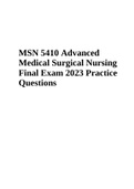 MSN 5410 Advanced Medical Surgical Nursing Final Exam 2023 Practice Questions