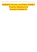 NUR2633 Chronic and Patho EXAM 2 Practice Questions & Answers.Graded A+