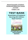Rational Essentials of Pediatric Nursing 4th Edition Kyle Carman Test Bank (Chapter 1-29)