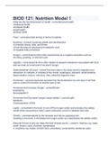 BIOD 121&colon; Nutrition Model 1 2023 with 100&percnt; correct questions and answers