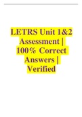 LETRS Unit 1&2 Assessment | 100% Correct Answers | Verified