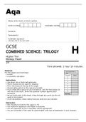 Aqa GCSE Combined Science (Trilogy)  8464/B/1H Question Paper Higher Tier Biology Paper 1H June2022 Official.