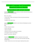 AP English Language and Composition&colon; Rhetorical Choices & Devices  143 questions with correct answers 