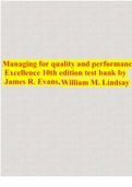 Managing for quality and performanceExcellence 10th edition test bank by James R. Evans,William M. Lindsay