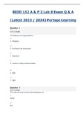 BIOD 152 / BIOD152 (Latest 2023 / 2024) A & P 2 Lab 8 Exam Portage Learning