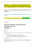 Effective Leadership and Management in Nursing 8th Edition By Sullivan Test Bank