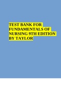 Fundamentals of Nursing 9th Edition By Taylor Test Bank