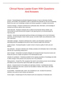 Clinical Nurse Leader Exam With Questions And Answers