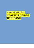 HESI Mental Health RN  Questions and Answers from  V1-V3 (Latest Update 2023 Rated  A+)