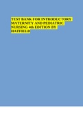 Introductory Maternity and Pediatric Nursing 4th Edition Hatfield Test Bank
