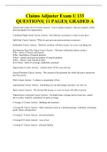 Claims Adjuster Exam 1| 133 QUESTIONS| 11 PAGES| GRADED A