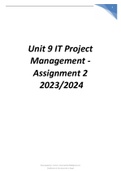 Unit 9 IT Project Management - Assignment 2 2023/2024  graded A+