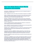 New York State Notary Exam Words Questions and Answers