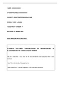 LJU4804/ PRIVATE INTERNATIONAL LAW ASSIGNMENT O1 ANSWERS 2023