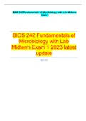 BIOS 242 Fundamentals of Microbiology with Lab Midterm Exam 1 2023 latest update 