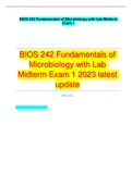 BIOS 242 Fundamentals of  Microbiology with Lab  Midterm Exam 1 2023 latest  update