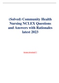 (Solved) Community Health Nursing NCLEX Questions and Answers with Rationales latest 2023.