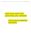 AHIP FINAL EXAM TEST QUESTIONS AND ANSWERS  (2023/2024) (VERIFIED ANSWERS)